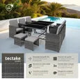 ENSEMBLE TABLE CHAISE DE JARDIN - TECTAKE - Salon de jardin MALAGA 6-10 placesPliable housse de protection incluse - Gris