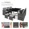 ENSEMBLE TABLE CHAISE DE JARDIN - TECTAKE - Salon de jardin MALAGA 6-10 placesPliable housse de protection incluse - Gris