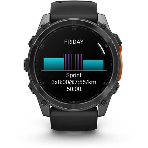 Montre sport Garmin Fenix 8 47mm silver avec bracelet gris