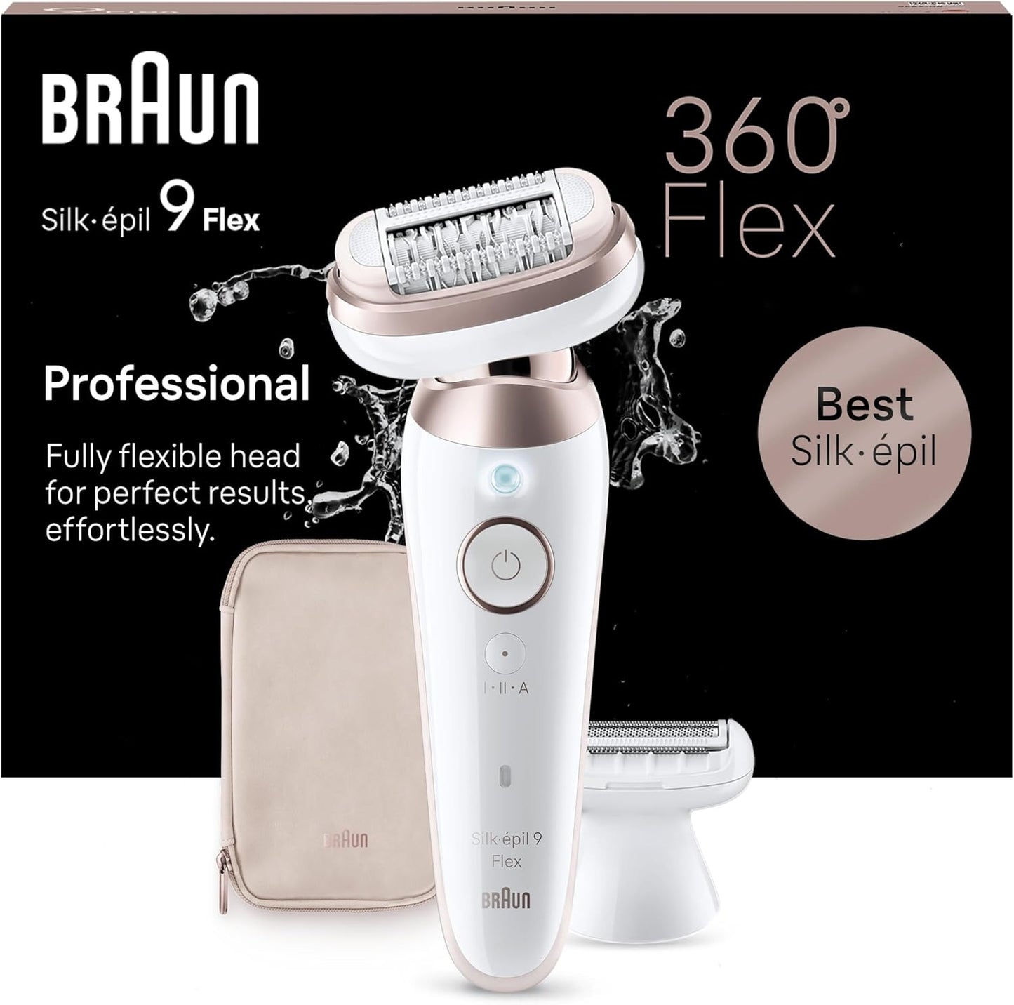 Braun Silk-épil 9 Flex, Épilateur, Tête flexible à 360°, Blanc/Rose, 9-030 3D